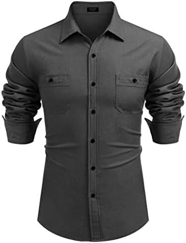 COOFANDY Мъжки Ежедневни Ризи с копчета, Ризи от Chambre с Дълъг ръкав, Лятна Риза