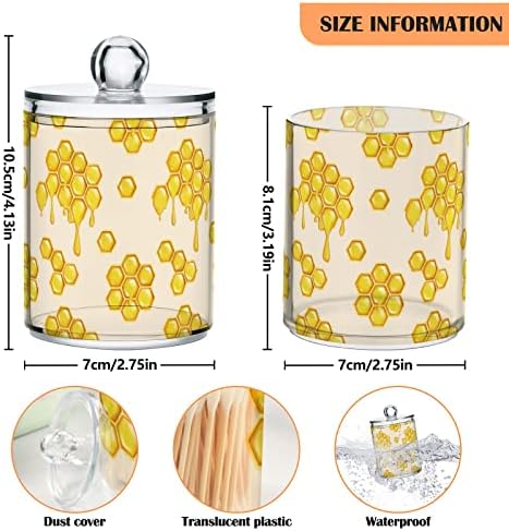 MNSRUU 2 Опаковки Qtip Притежателя Органайзер Диспенсер Жълто Пчелна пита Кутия За Съхранение В Банята Притежателя на Памучен Тампон