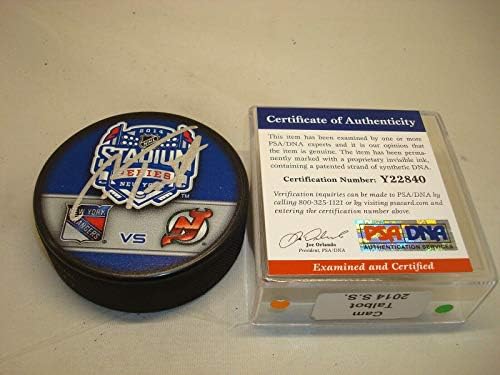 Кам Тэлбот Подписа Хокей шайба серия Стадион Рейнджърс с автограф на PSA / DNA COA 1A - за Миене на НХЛ с автограф