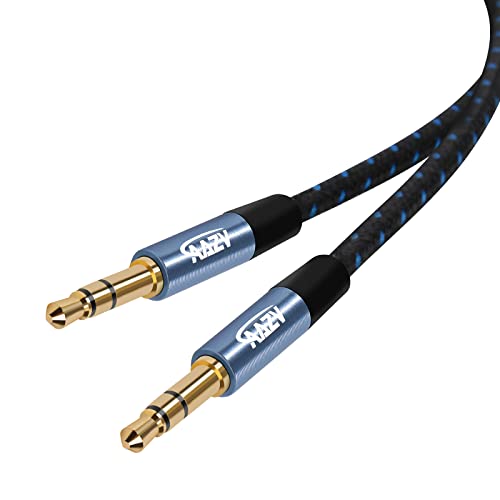 AAZV Aux Кабел 3.5 мм Стерео аудио кабел от мъжете на мъжа 1,6 метра, Помощен кабел в найлонов оплетке, за слушалки, телефони,