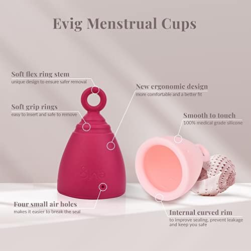 EVIG - Менструални чаши - да се Носят до 12 часа - здравето на жените - Менструални чаши за еднократна употреба – Компактни и гъвкави купата Почувствайте себе си като пр?