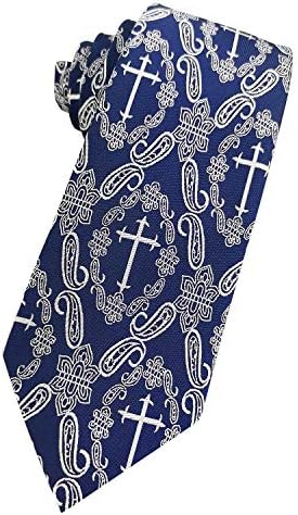 Ново от KOOELLE - Мъжки Религиозен Вратовръзка с Християнски Кръст и Пейсли