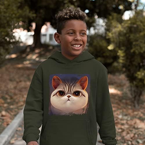 Детска hoody с изображение на Котка от порести руно - Мультяшная Детска hoody - Kawaii Hoodie for Kids