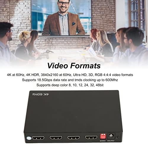 Преминете на мултимедиен интерфейс KUIDAMOS HD, Оптичен аудио изход 3,5 мм, 4 входа и 2 изхода, Сплитер видео 4K, Стабилна