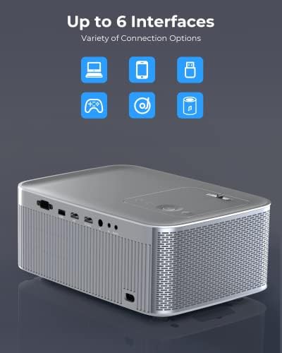Проектор с Wi-Fi и Bluetooth, Вграден Шрайбпроектор TURBOAMP 5G 1080P, поддържа 4K, Проектор за домашно кино с дисплей 300