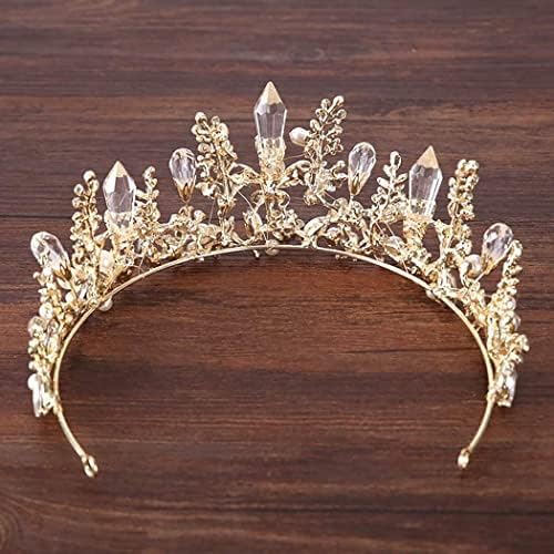 Bmirth Короната в стил барок и Диадема Златни Кристали, Перли Булката на Сватбата от Короната на Кралица Декоративни Диадеми Принцеса