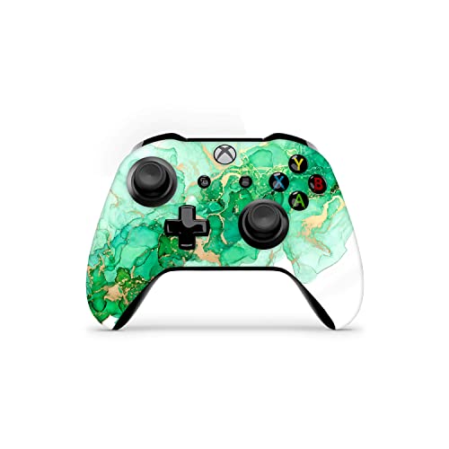 Кожата контролер ZOOMHITSKINS, съвместим с Xbox One S и Xbox One X, технология винилови стикери 3M, Зелен Златни Бял скъпоценен