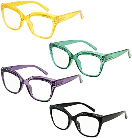 Eyekepper 4-Pack Очила за четене за Жени, Очила за четене с кристали, Котешко око + 1,75