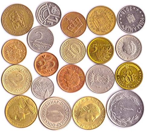 20 Различни монети от уникалните страни по целия свят, включително една Малка кесия за монети!