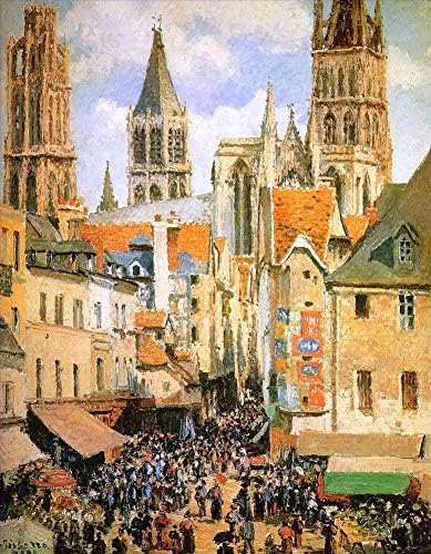 $ 80-$ 1500 Ръчно рисувани учители, Художествени академии - 7 Художествени Картини на Стария пазар в Руан Камий Писаро Френски градския пейзаж,