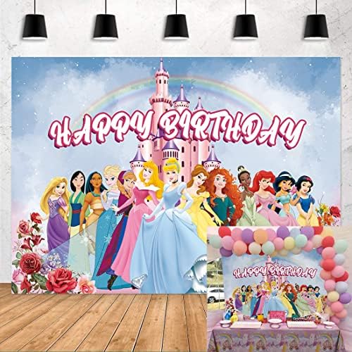 На фона на Принцеса честит Рожден Ден, Декоративен Фон За Парти в чест на рождения Ден за Момичета, Страхотна Замъка на Мечтите си, Дъгата