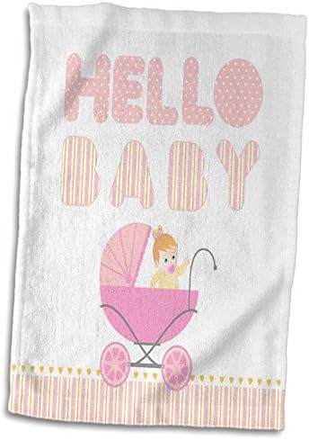 3dRose Детска розова количка с бебе и добре дошли на детско съобщение на розово si - Кърпи (twl-156665-3)