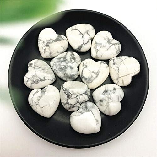 ERTIUJG HUSONG312 1 бр. Натурален Бял Тюркоаз Полирани Кристални Камъни във формата На Сърце, Лечебен Декор Подарък Естествени Камъни и