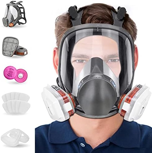 За многократна употреба Респиратор YeeSite, напълно Затварящ лицето, Газова маска с органични изпарение и защита от замъгляване,