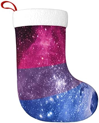 QG ZZX Коледни Чорапи с Бяла Супер Меки Плюшени Белезници Galaxy Бисексуальный Флаг Коледни Чорапи, Коледни Украси Отглеждане
