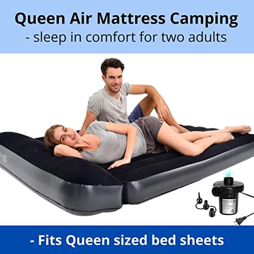 Надуваем дюшек размер Queen-Size Air Bed - Надуваема легло Queen-size с вградена възглавница, 13-инчови надуваеми дюшеци за къмпинг