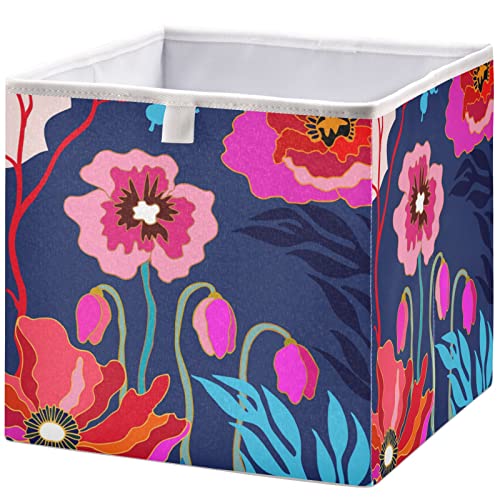 visesunny Кошници за шкаф, Красиви Кутии за съхранение на цветя, Тъканни Кошница за Организиране на Рафтовете, Сгъваеми Кубични Кутии за