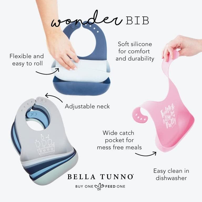 BELLA TUNNO Wonder Bib - Регулируеми силиконови детски престилки за момчета, Издръжлив и водоустойчив силикон, която не съдържа BPA