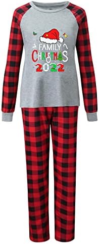 Едни и същи семейни пижамные комплекти, Коледно облекло за сън, тениска с дълги ръкави и дъното на клетката с принтом, Пижами за почивка