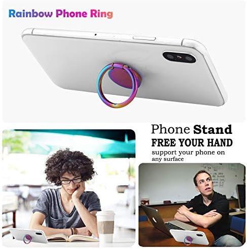 Държач за пръстени за мобилен телефон lenoup Rainbow, Purple Многоцветен Поставка за улавяне на Пръстена, Метална Халка за отпечатъци с