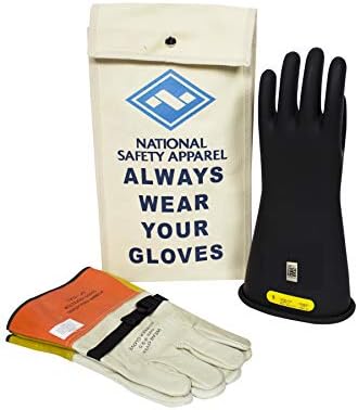 Комплект жълти Гумени ръкавици, изолиращи напрежение, клас на националната сигурност 2, с кожени протекторами, Макс. Използвайте