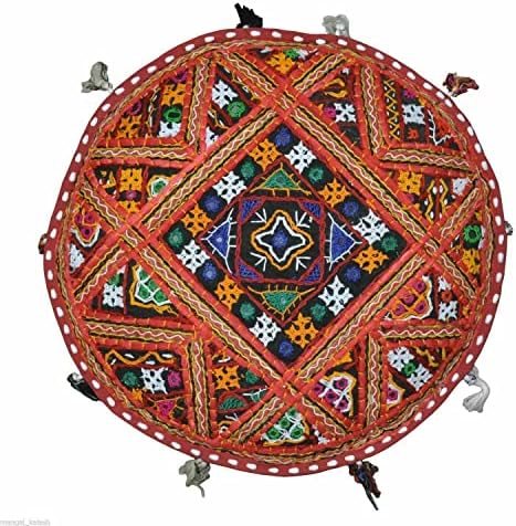 Калъф за пуфа от индийския Етнически памук, Ретро Калъф за пуфа в стил Мозайка (22 х 22 x 14инча)