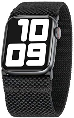 Еластичен ремък с ультрашироким модел Tefeca, съвместим/взаимозаменяеми каишка за Apple Watch /Apple Watch Ultra (черен, L подходящ