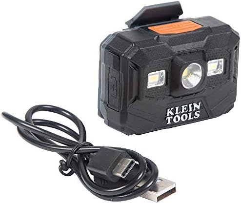 Klein Tools 56062 Акумулаторна батерия led налобный фенер за шлемове Klein, 300 Лумена, работи през целия ден, 3 режима за работа и на открито