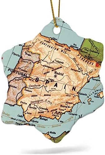 3-Инчов Карта на Испания, Бижута, Реколта Карта на града в Ретро стил, Кръгли Коледна Украса за Деца, Момчета И Момичета, Висящи Украшения