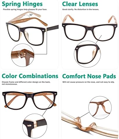 Дизайнерски Очила за четене Eyekepper с Квадратни Големи Лещи, Очила за Четене за Жени, Извити линии за Четене, Черно-Кафяво