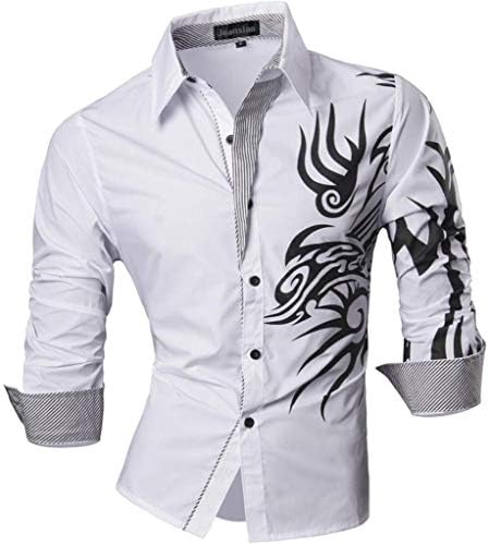 дънкови Мъжки Ежедневни Ризи Slim Fit с дълъг ръкав, копчета 8397