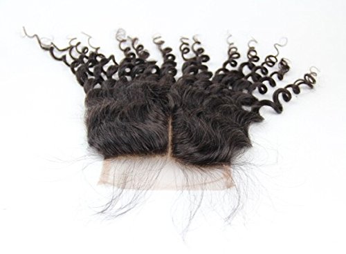 DaJun Hair 6A Лейси закопчалката в средната част 5 5 14 Избелени Възли, изработени От Естествени Човешки Косми, Дълбока Вълна, Естествен