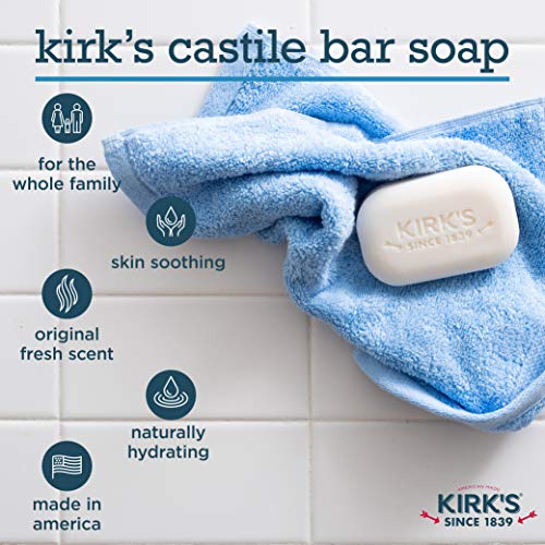 Kirk's Castile Bar Сапун Чист сапун за мъже, жени и деца | Кокосово масло Премиум клас | Формула за чувствителна кожа,