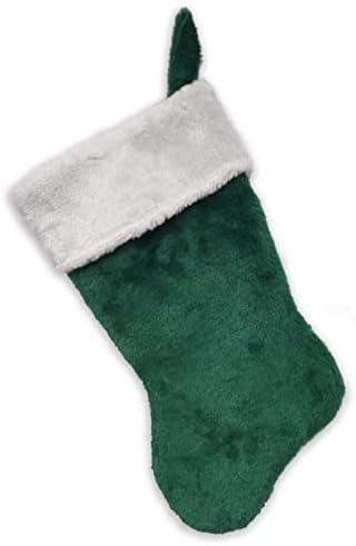 Първоначално Коледни Чорапи с бродирани мен монограм, на Зелено-Бял плюш, Инициал На