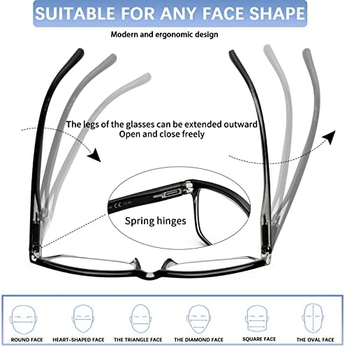 SIGVAN 6 Опаковки Очила за четене за Жени И мъже, Блокиране на Синя Светлина, Пружинни Панти, Защита От Напрежението за