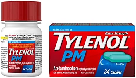 Капсули за облекчаване на болката и сънотворно Tylenol PM Extra Strength, 500 mg Парацетамол, 24 карата