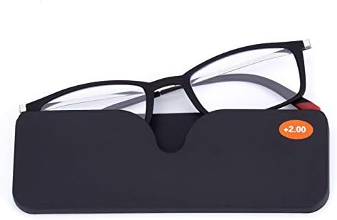 Linno 2 елемента Удобни Очила за четене за мобилни телефони в Метална рамка - Черен +1,00
