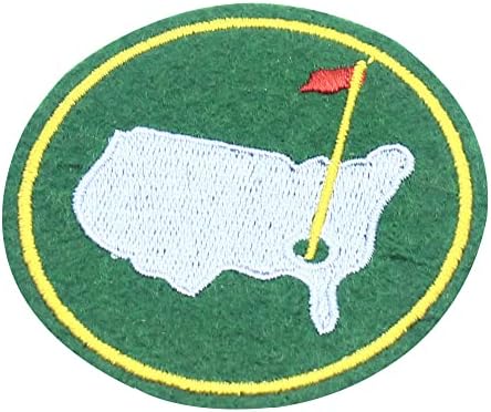Желязна нашивка с червен Флаг за голф и карта за САЩ, Бродирани Желязо Апликация 2,7 инча (зелена)