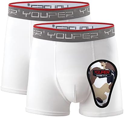 Младежки къси панталони Youper с мека спортна чаша, бельо за момчета с бейзболна чаша (2 опаковки)