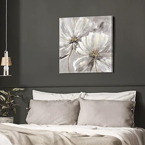 Декор на Платното за стенен изкуство с цветя: Спалня, Хол, Реколта Абстрактна Цветна Картина със Златен Печат, Модерна Ботаническая Текстурирани