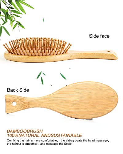 Бамбук гребен за коса Lyingaifei, естествена дървена четка за коса, гладка бамбук четина, Гребен за масаж на кожата на главата
