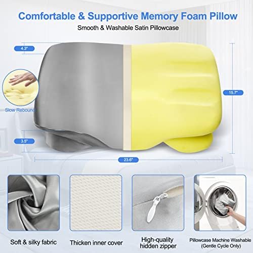 Възглавница за врата Zelimun Memory Foam с 2 Миещи наволочками (атлас + Висококачествена и плътна тъкан), Contour Ортопедична