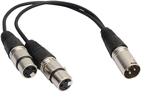 Hyperlink 30 см 3-Пинов кабел-адаптер XLR Cannon с аудиоразъемом от 1 мъже 2 жени за микрофон /аудиооборудования.