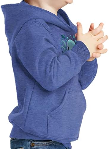 Октопод дизайн на детски пуловер hoody с качулка - графичен гъба руно сива врана - сива врана изкуството за деца