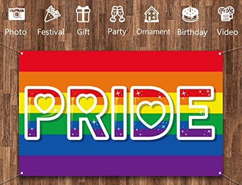 Vohado Pride Дъгата на Фона Фотобудки Love is Love ЛГБТ Гей Лесби Украса За Партита Стенен Декор Окачен Знак Вътрешен Външен Фон