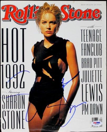 Истински корица на списание Rolling Stone с автограф на Шарън Стоун PSA/DNA I85645