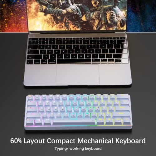 Механична клавиатура Punkston, подредба 60%, игрална осветление RBG Черен цвят (blue switch)