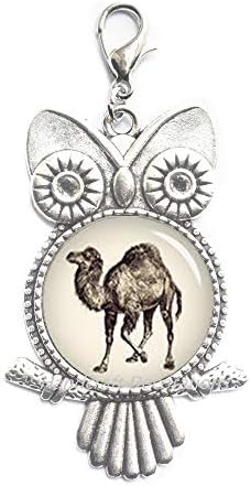 Бижута ръчна изработка с цип на Камилата сови, Бижута от камила, Украса за любителите на животни, Подарък за закопчалка-цип с
