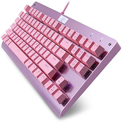 Механична клавиатура Granvela E-yooso Pink Z-77 | Алуминиев панел | Тактилни ключове кафяво | Дъгова led осветление | Смяна на