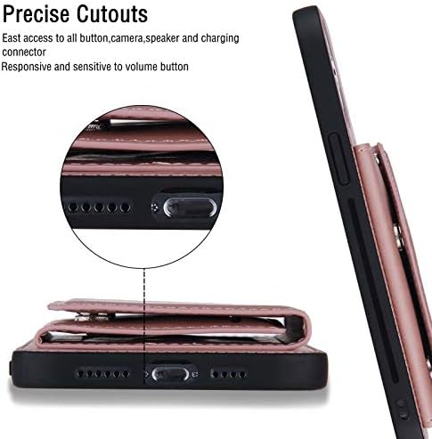 Чанта-портфейл DOOGE за iPhone 11 6,1 с държач за кредитни карти, Калъф-поставка от висококачествена естествена кожа с Отделения
